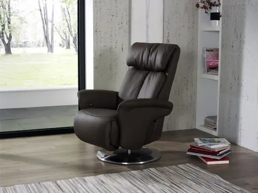 Fernsehsessel EM Gera - Relaxfunktion manuell, Leder, braun