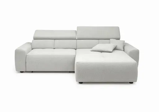 Ecksofa JYTTE - Sofa 2-sitzig mit Longchair rechts, Stoff, Hellgrau