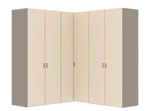 Eckschrank JOIN IT- B ca. 203 cm,  Nougat, Glas, Creme