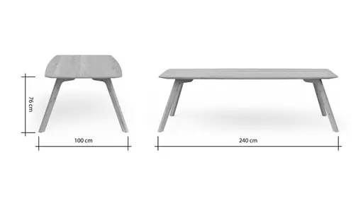 Esstisch Phoenix - LB ca. 240x100 cm, Eiche massiv, Bianco geölt