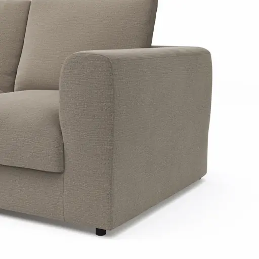 Ecksofa Stormy - Longchair links mit 2,5-Sitzer, Stoff, Graubeige
