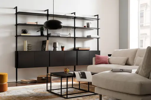 Regal Edge - B ca. 283 cm, Lack, Schwarz