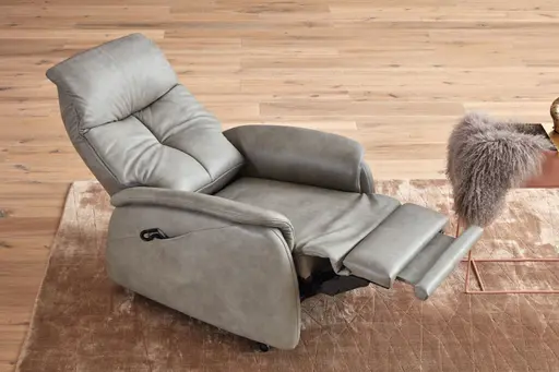 Fernsehsessel EM Bonn - Relaxfunktion (4-motorisch), Leder, Grau