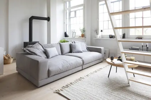 Megasofa Juni Lounge - B ca. 292 cm, Leder, Silbergrau