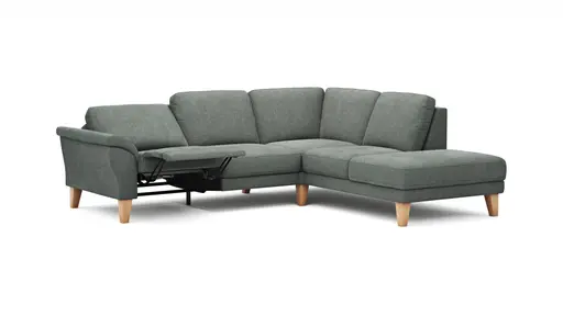 Ecksofa Rockport A - 2,5-Sitzer mit Ecke rechts inkl. Relaxfunktion (motorisch), Stoff, Grau