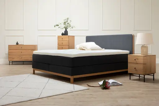 Boxspringbett Odense - Liegefläche ca. 180x200 cm, Stoff, Indigo