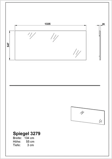 Spiegel - LB ca. 134x55 cm