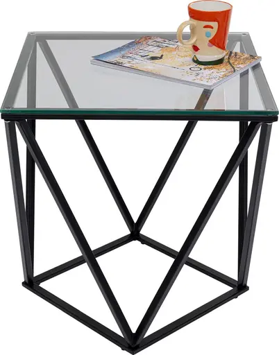Beistelltisch - BHT ca. 50x55x50 cm, Stahl, Schwarz, Glas, Klar