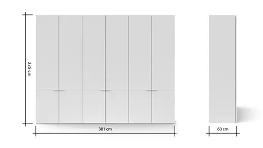 Drehtürenschrank Matera - BTH ca. 301x60x235 cm, Lack Matt, Weiß