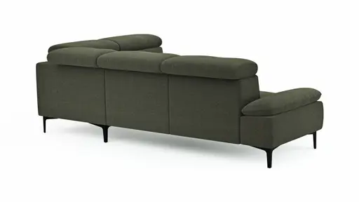 Ecksofa Felipa - 2,5-Sitzer mit Ecke rechts inkl. Kopfteil verstellbar, Stoff, Dunkelgrün