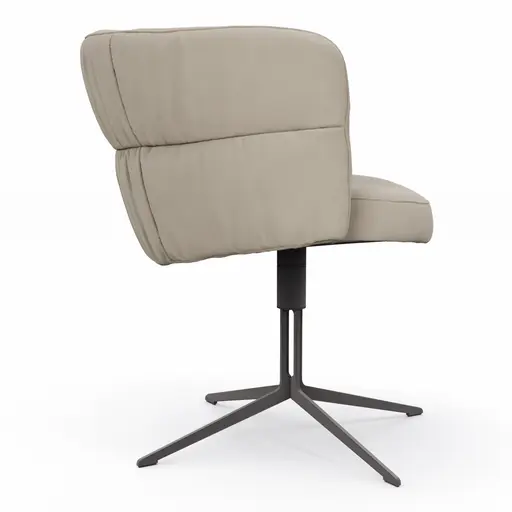 Armlehnstuhl Milana - drehbar, Leder, Offwhite