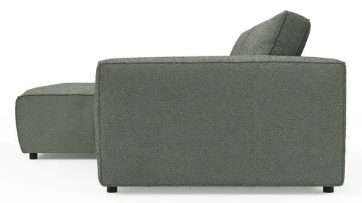Ecksofa Lilaia - Chaise Longue XL mit 1,5-Sitzer XL rechts, Stoff, Olivgrün