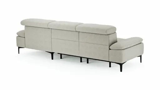 Ecksofa Felipa - 2,5-Sitzer mit Longchair rechts inkl. Armlehne verstellbar und Rückenlehne/Sitztiefe verstellbar (motorisch), Stoff, Natur