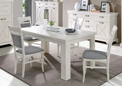 Esstisch FIRENZ - ausziehbar, LB ca. 160x90 cm, Pinie weiß Dekor