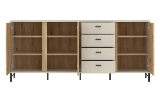 Sideboard - B ca. 200 cm, Kaschmir, Cremona Eiche Nachbildung