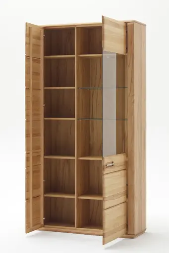 Vitrine - mit Beleuchtung, Kernbuche teilmassiv