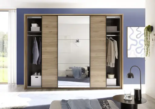 Schwebetürenschrank- B ca. 280 cm, Eiche Dekor