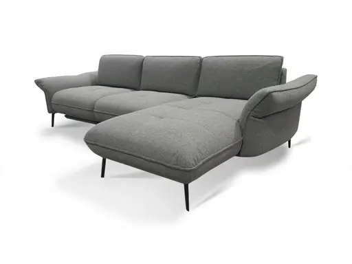 Ecksofa -2-Sitzer mit Longchair rechts, Stoff, Natur