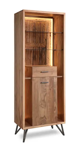 Vitrine - mit Beleuchtung, B ca. 72 cm, Akazie massiv