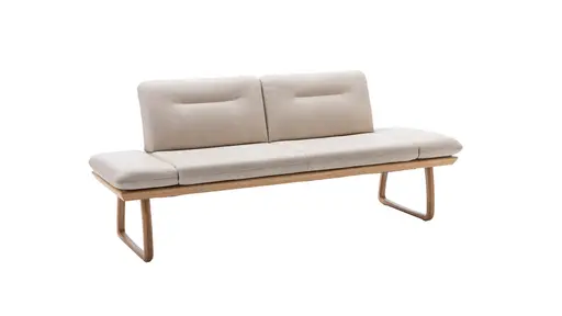 Bank Kamari - Breite ca. 208cm, Seitenteile verstellbar, Leder, Kitt