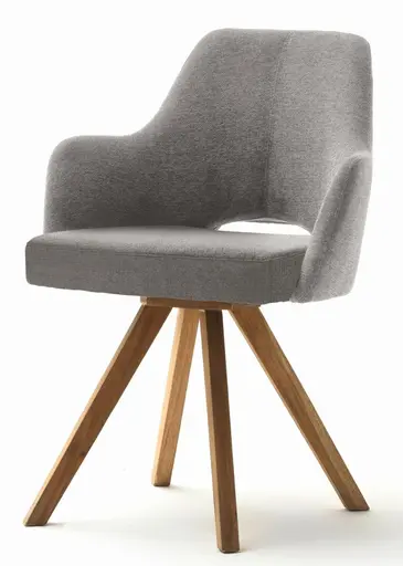 Schalenstuhl MIXIE - Rückstellfunktion, Stoff, Hellgrau