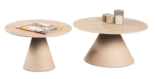 Couchtisch - 2er Set, Traventinoptik hell, Cremeweiß