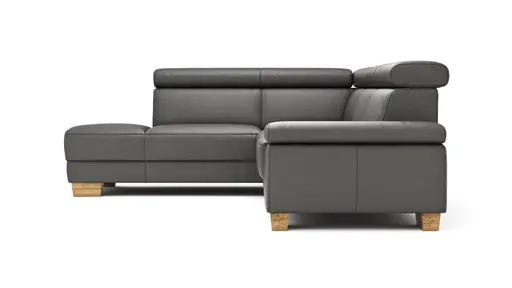 Ecksofa Philadelphia - Ecke links, 2,5-Sitzer, Kopfteil verstellbar (manuell), Leder, Anthrazit