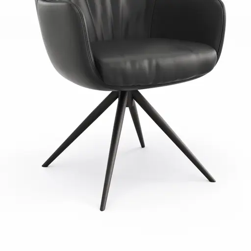 Armlehnstuhl Mis Legere - Leder, Schwarz, Stativ, Anthrazit