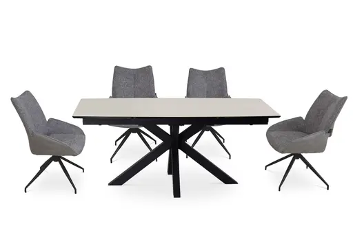 Esstisch MELANIA - ausziehbar, LB ca. 180x95 cm, Glaskeramik, Travertin farbig