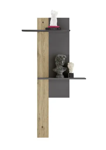 Wandboard - B ca. 75 cm, Anthrazit, Eiche massiv