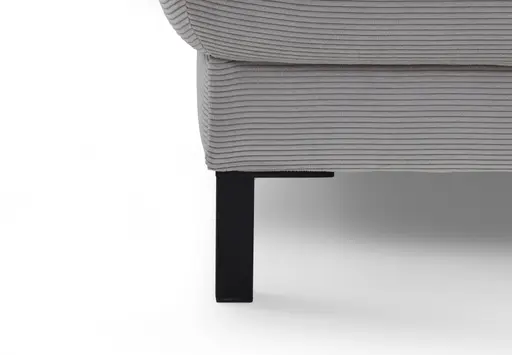 Ecksofa EM Labin - 2,5-Sitzer mit Ecke rechts, Kopfteile verstellbar, Stoff, grau