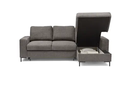 Ecksofa - 2-Sitzer mit Longchair rechts, Stoff, Mocca