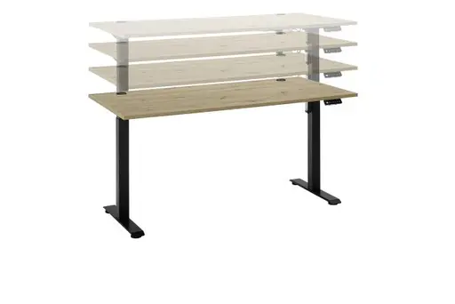Schreibtisch - höhenverstellbar, LB ca. 160x77 cm, Artisan Eiche Nachbildung, Schwarz