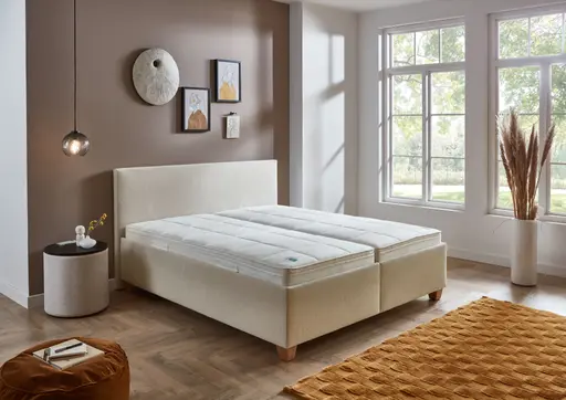 Polsterbett - Liegefläche ca. 180x200 cm, Stoff, Creme