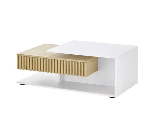 Couchtisch - LB ca. 110x60 cm, Weiß, Artisan Eiche Nachbildung