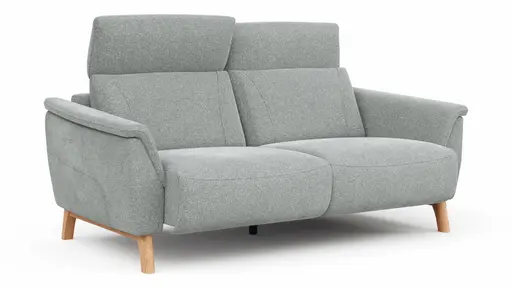 Sofa Nevin - 2,5-Sitzer inkl. Sitzvorzug (motorisch) und Kopfpolsterverstellung, Stoff, Silbergrau