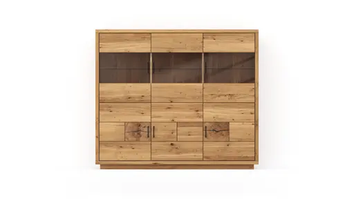 Highboard Hartford - Eiche massiv, mit Hirnholzapplikation