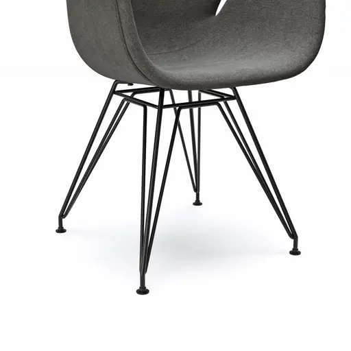 Armlehnstuhl Tooon - Stoff Dunkelgrau, Gestell Metall, Schwarz