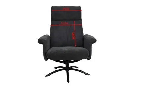 TV-Sessel MORTON mit Hocker - drehbar, Stoff, Grau