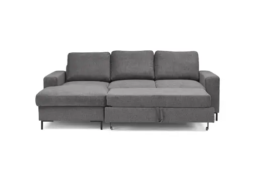 Ecksofa - Longchair links mit 2-Sitzer, Stoff, Anthrazit