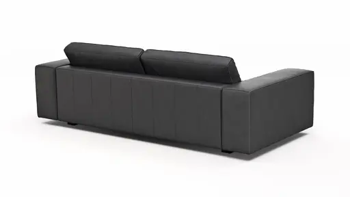 Sofa Aprino 1 - 3,5-Sitzer L, Dickleder, Schwarz, Armlehne Block breit