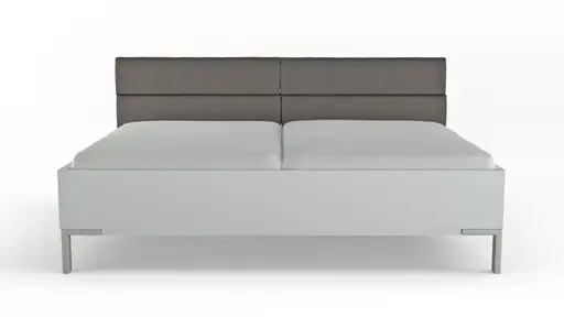 Bett Viana - Liegefläche ca. 200x200 cm, Holzwerkstoff Weiß, Kunstleder Anthrazit