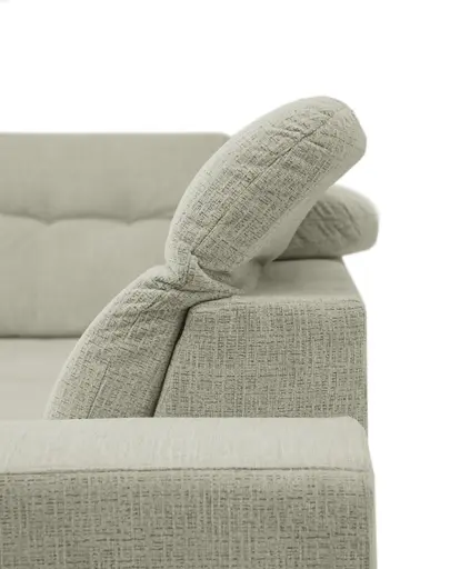 Ecksofa - Ecke links mit 2-Sitzer, Kopfteil verstellbar, Sitztiefe verstellbar motorisch, Stoff, Perlmutt