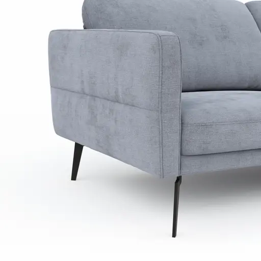 Ecksofa Estrela - 2,5-Sitzer mit Longchair rechts inkl. Rücken-/Armlehne verstellbar, Stoff, Grau