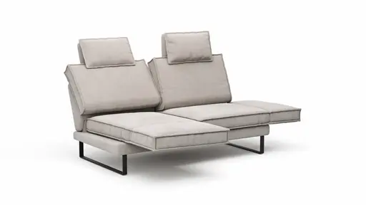Sofa My - 2,5-Sitzer mit Rückenlehne/Armlehne verstellbar und Drehsitze inkl. Kopfstütze, Stoff, Hellgrau