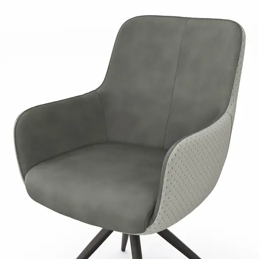 Armlehnstuhl Mis - Leder, Dunkelgrau, Stoff, Grau, Gestell Stativ