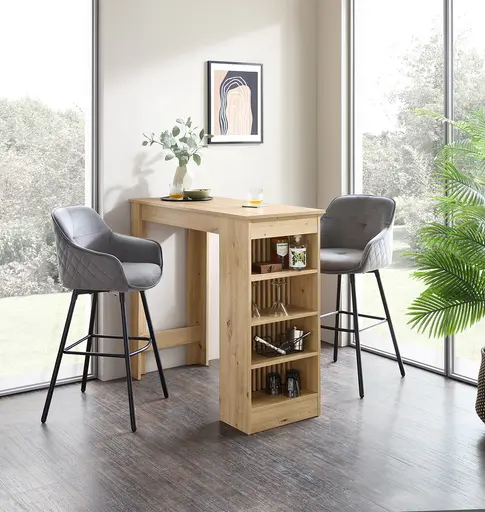 Bartisch - LB ca. 115x50 cm, Artisan Eiche Nachbildung, Schwarz