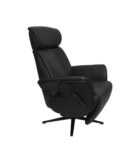 TV-Sessel MATHIS - drehbar, Aufstehhilfe, Relaxfunktion, Kopfteilverstellung, Leder, Chocolate