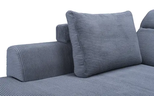 Ecksofa - Ecke links, 2-Sitzer inkl. Schlaffunktion mit Bettkasten, Stoff, Grau