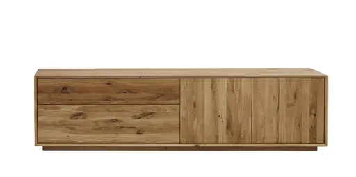 Lowboard Missoula - Asteiche massiv, natur geölt - Schublade mit Schroppung